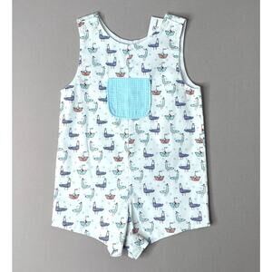 NWT James & Lottie Nautical Boats/Birds Emmett Jon Jon Romper Boys 24 Mo